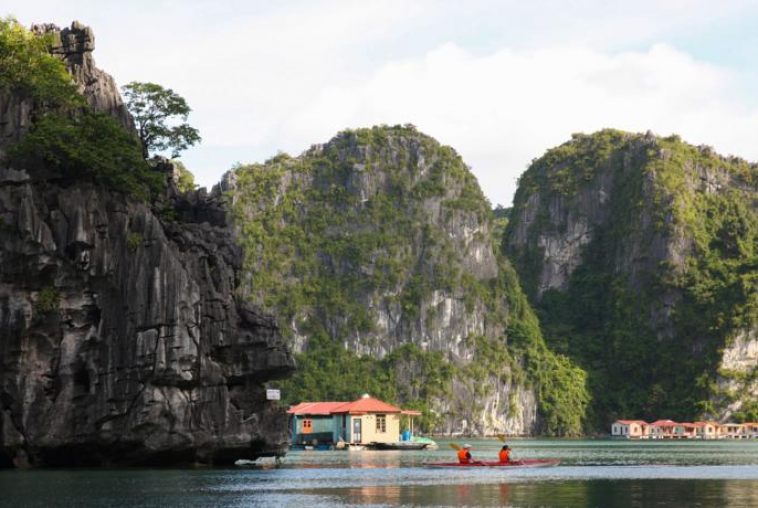 Kayaking around village